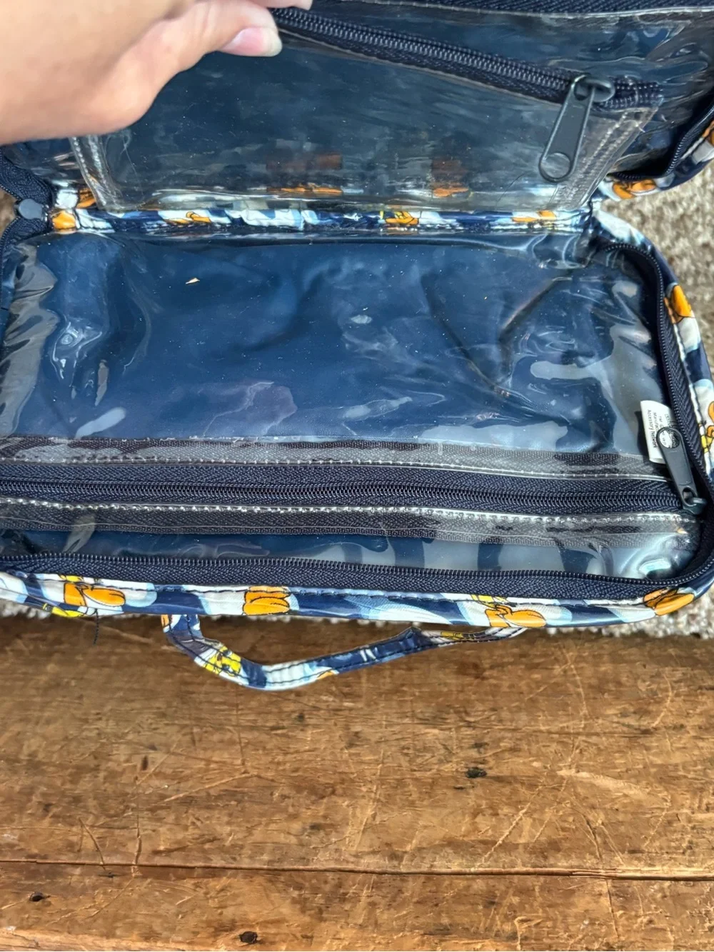 Tweety Bird Printed Handle Cosmetic Bag - Navy Yellow